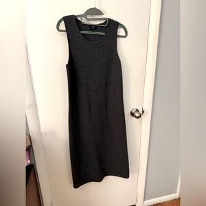 Talbots Pure Wool Sleeveless Sweater Knit Maxi Dress size S Charcoal Gray Small